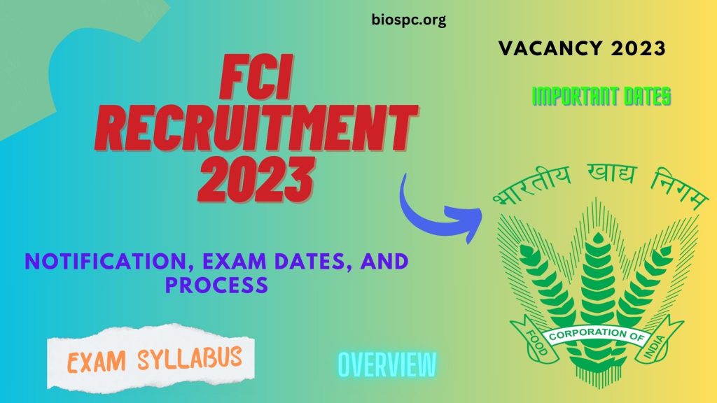 FCI Recruitment 2023 - Notification, Exam Dates, and Process