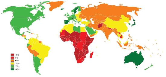 Figure 2.3 World Life Expectancies
